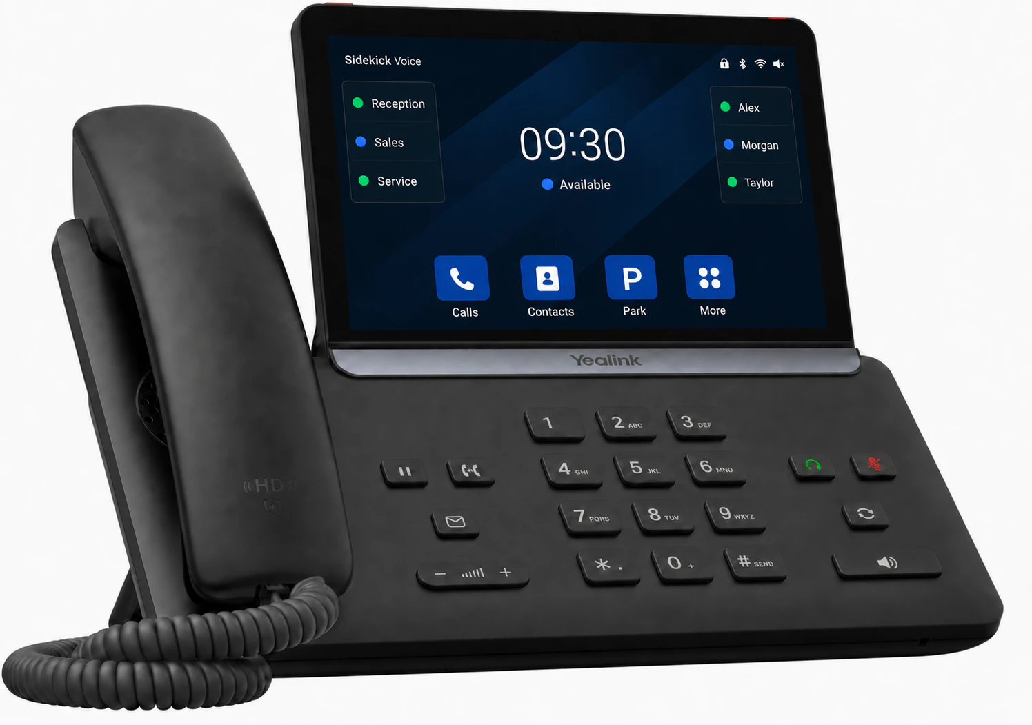 Poly and Yealink business phones showing the Sidekick calling experience